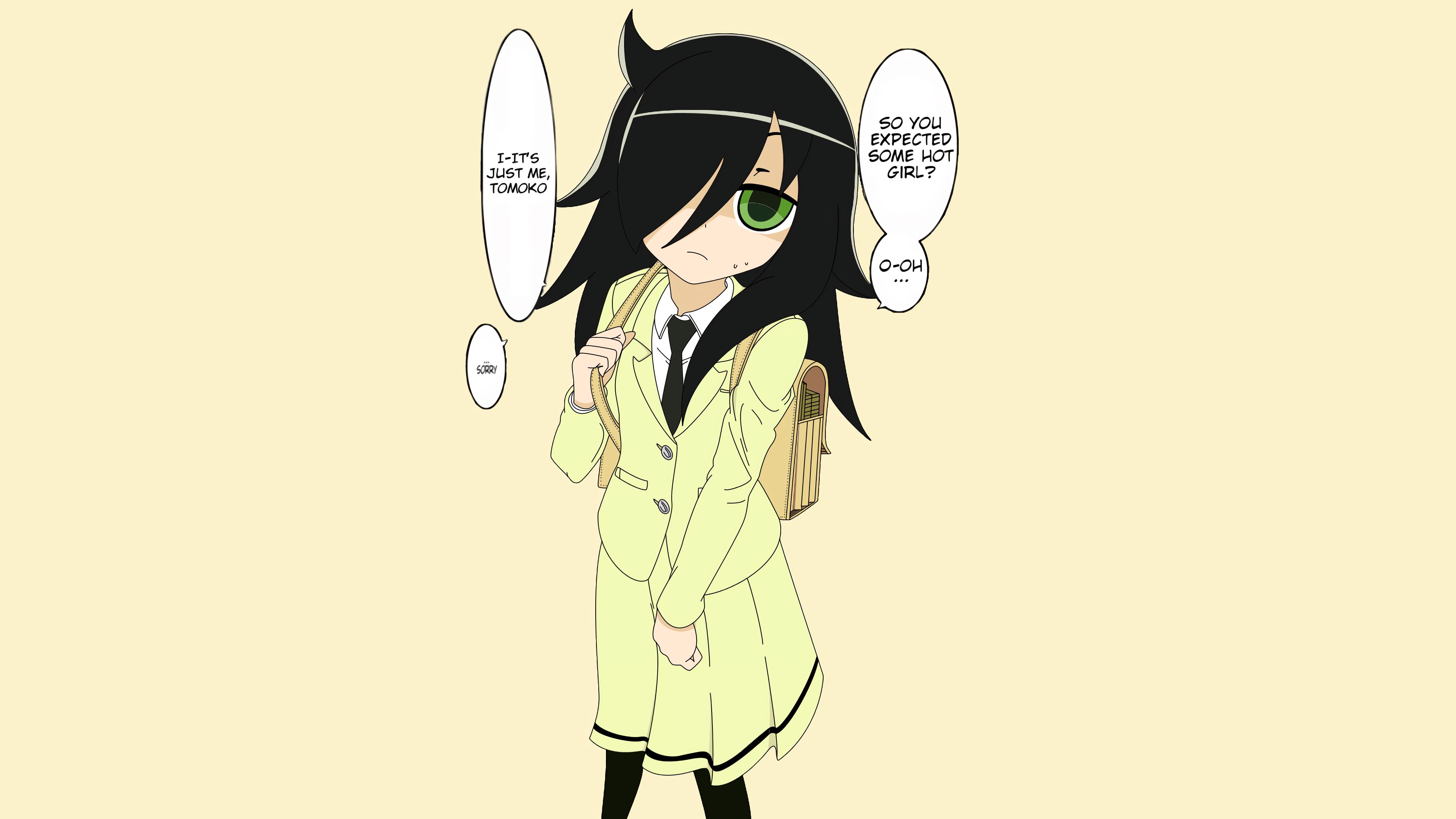 3840x2160 Desktop wallpaper: Anime, Watamote, Tomoko Kuroki 4K free download for PC. 941224