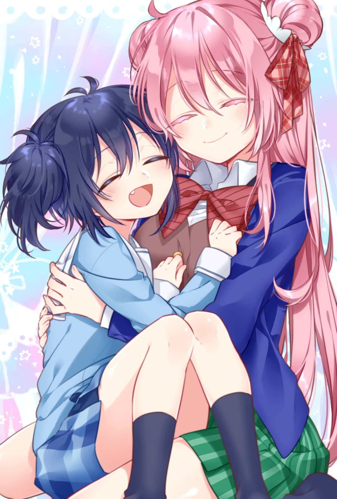 1296x1920 Download Caption: Engaging Image Of Satou Matsuzaka From Anime Series Happy Sugar Life Wallpaper