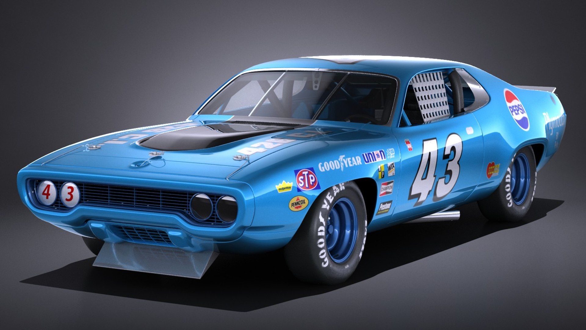 1920x1080 Plymouth Roadrunner Nascar 3D Model