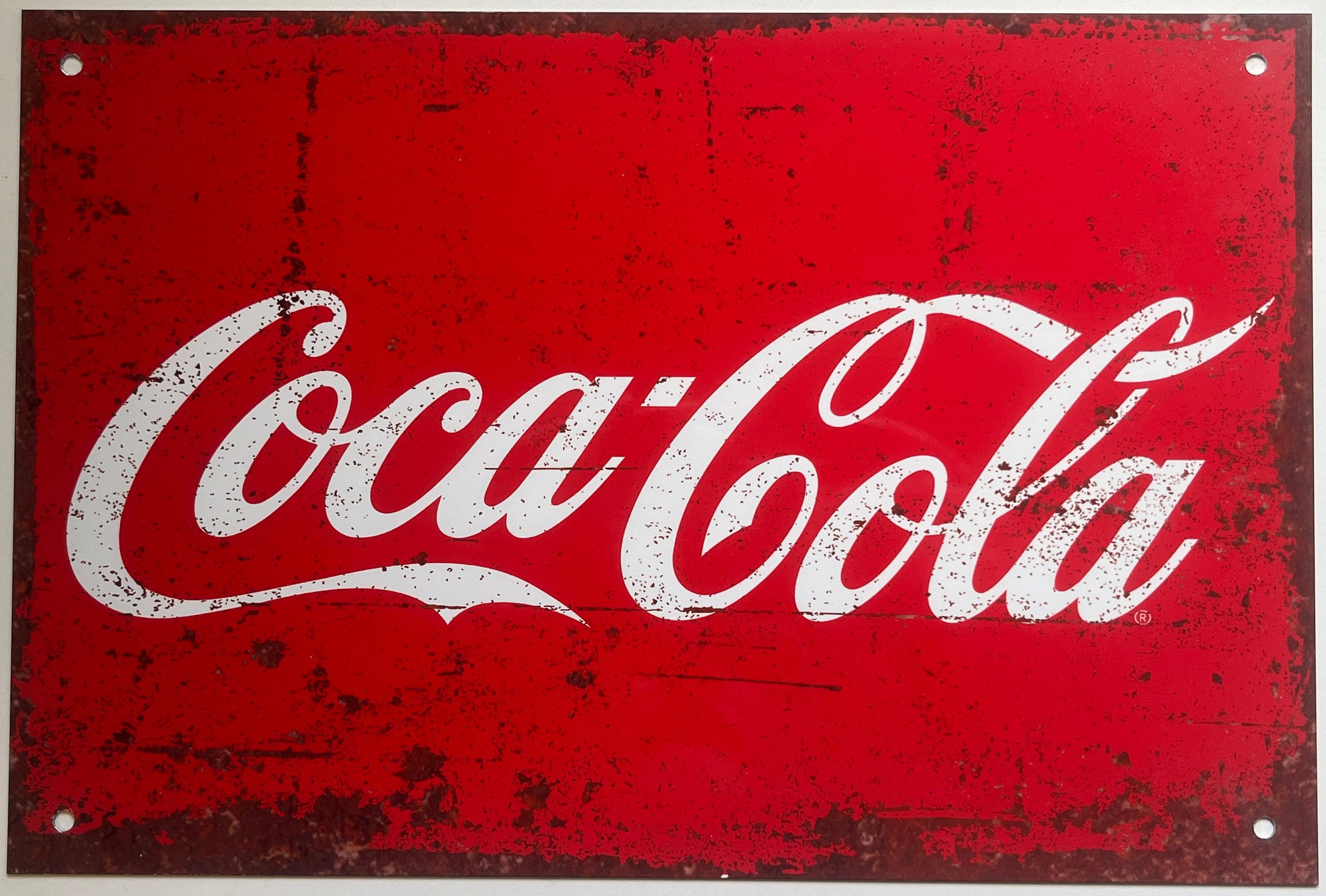 3000x2028 Metal Vintage Style Wall Sign, Coca Cola Advertising Sign, Rusty Look, 10.5 X 7 Inches [COKE3]