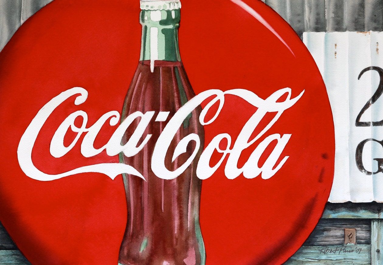 1260x871 Coke Sign. Watercolor on Paper, 20 x 14