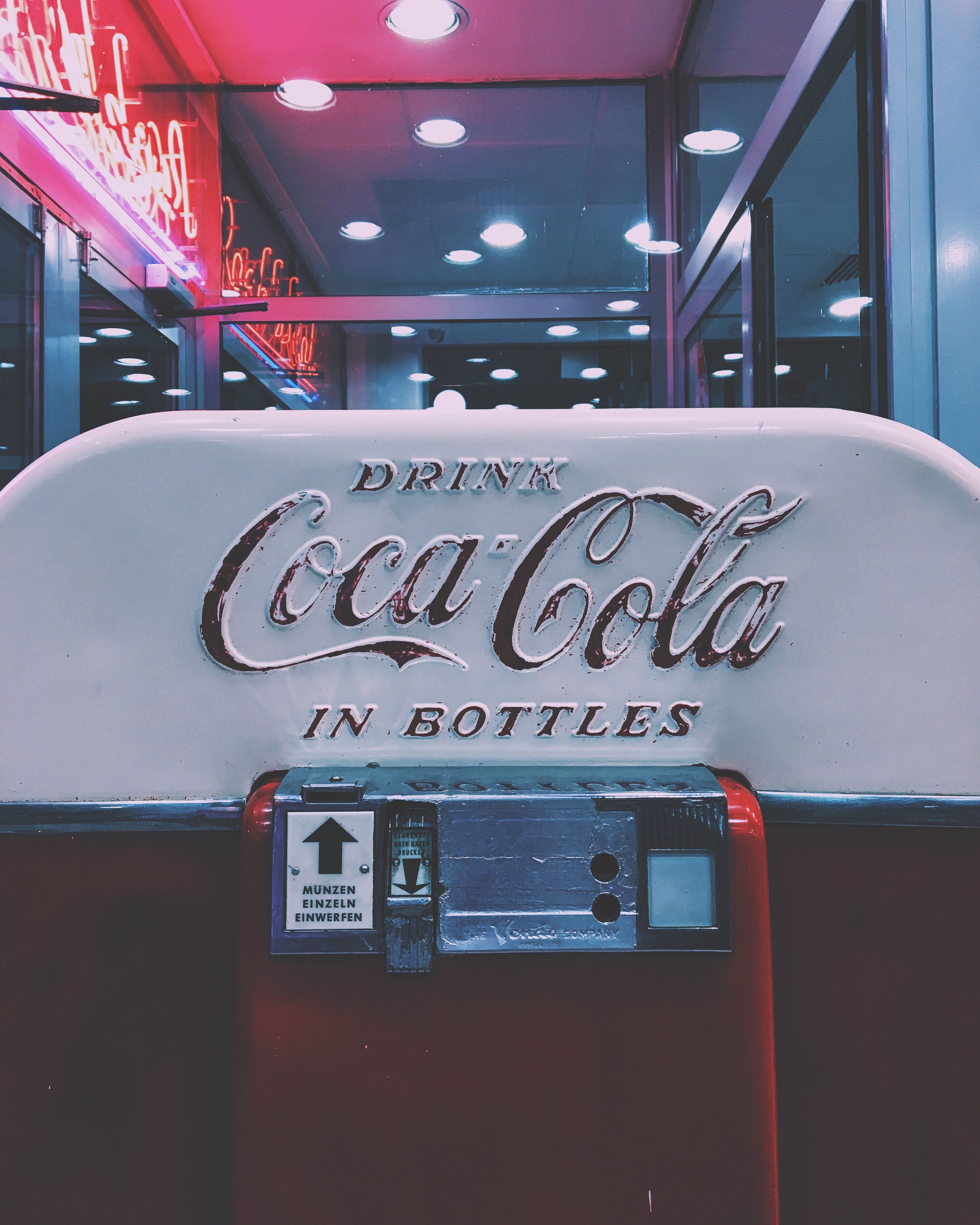 3024x3779 Free Photo: Red And White Drink Coca Cola In Bottle Dispenser, Close Up, Coca Cola