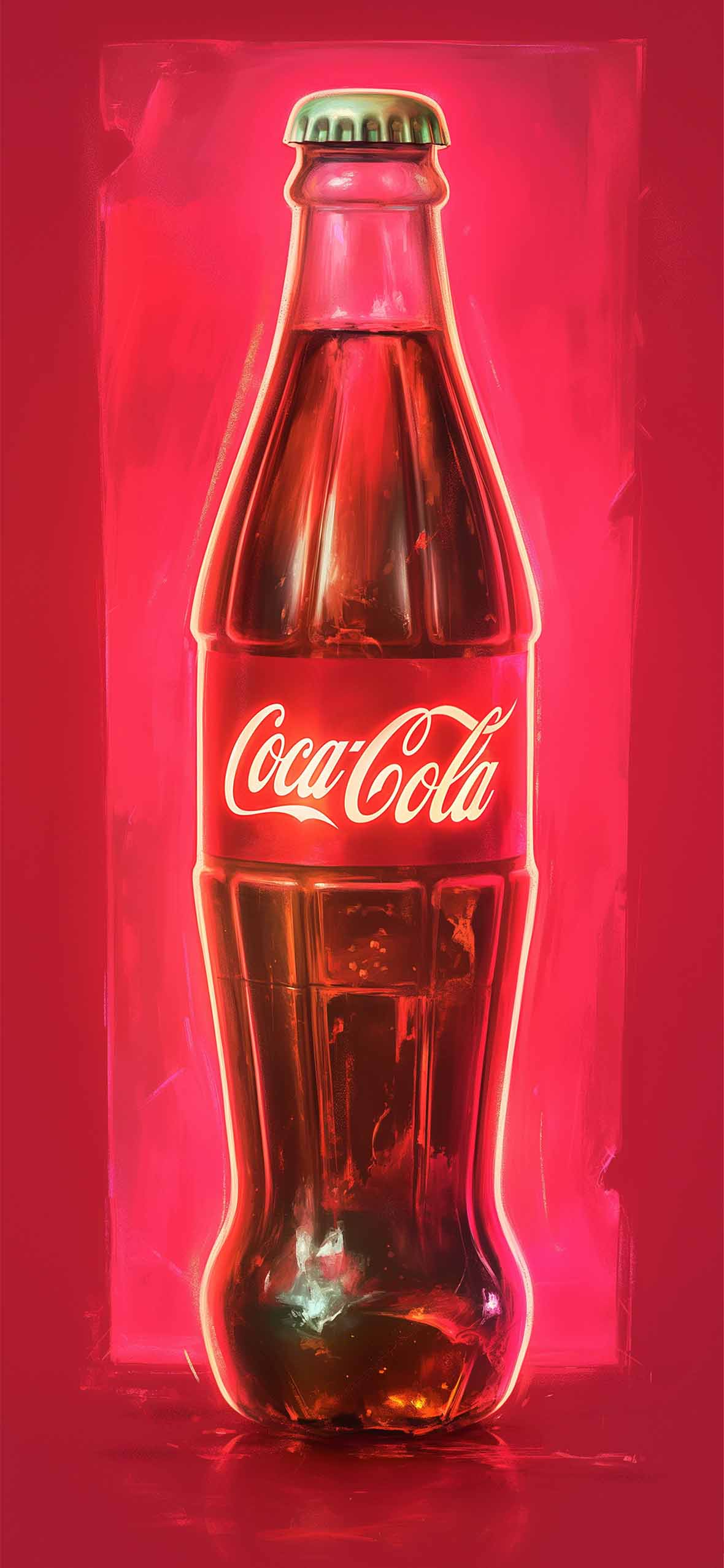 1180x2554 Coca Cola Bottle Retro Pop Art Glow Wallpaper