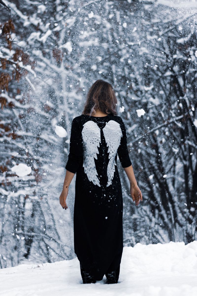 800x1200 Download Wallpaper 800x1200 Girl, Angel, Wings, Sad, Forest, Winter Iphone 4s 4 For Parallax HD Background