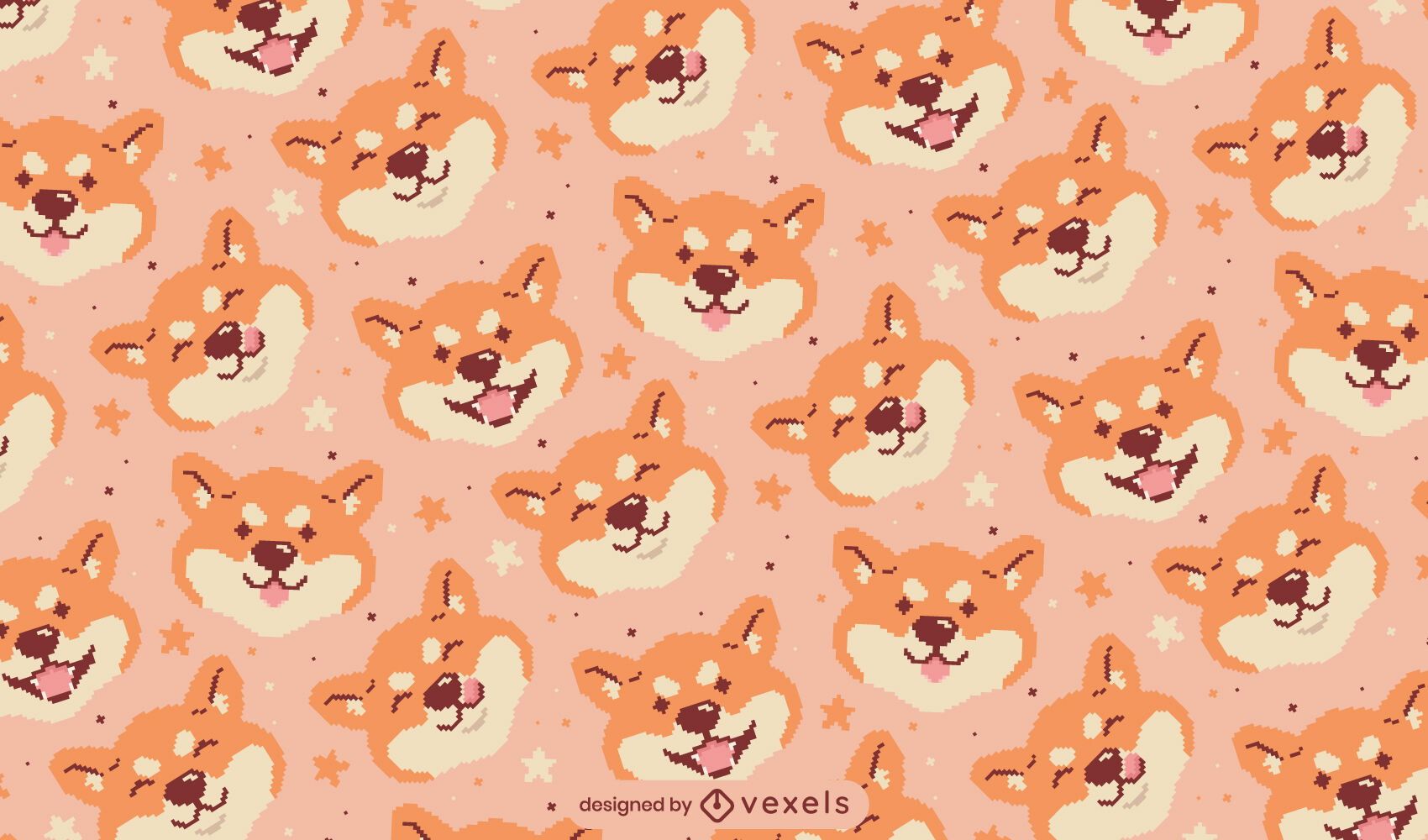 1700x1000 Shiba Inu Dog Pixel Art Pattern Design Vector Download