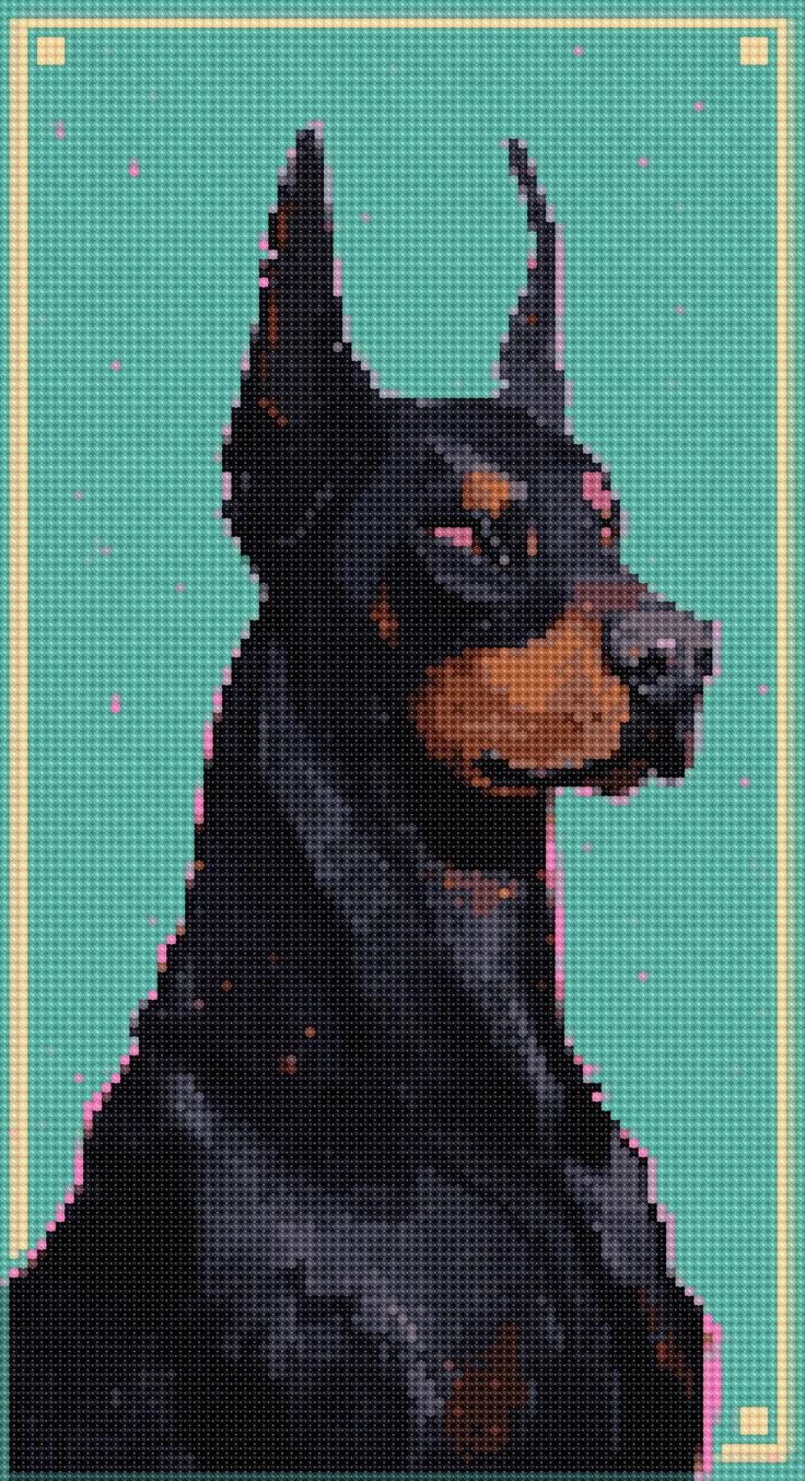 736x1354 Pixel Art Cross Stitch Pattern for Dog Lovers. Doberman pixel art, Pixel art chihuahua wallpaper