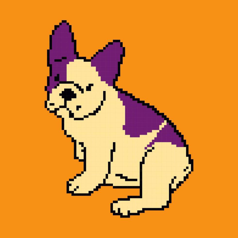 980x980 French bulldog. Pixel art for fabric, textile, clothing, wrapping paper, wallpaper, poster