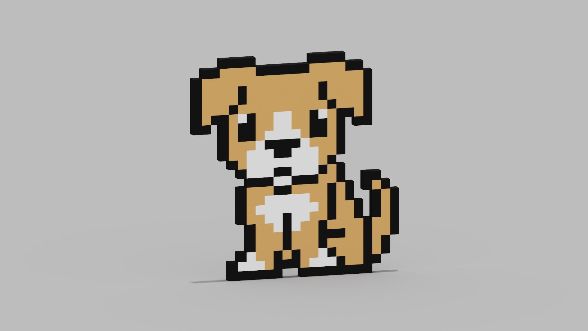1920x1080 3D Model Pixel Dog Symbol