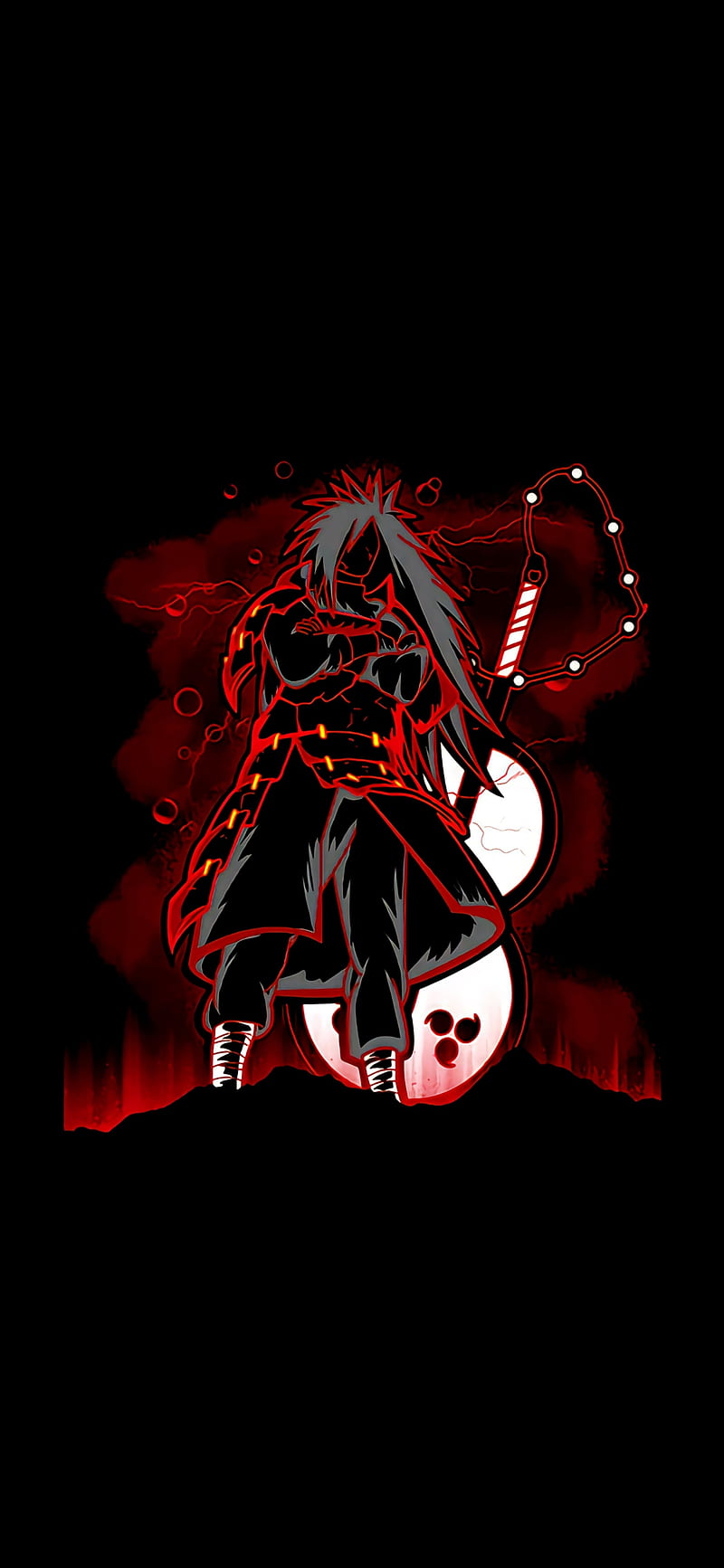 800x1733 AMOLED Madara, naruto, red, black, madara uchiha, abstract, anime, naruto shippuden, HD phone wallpaper