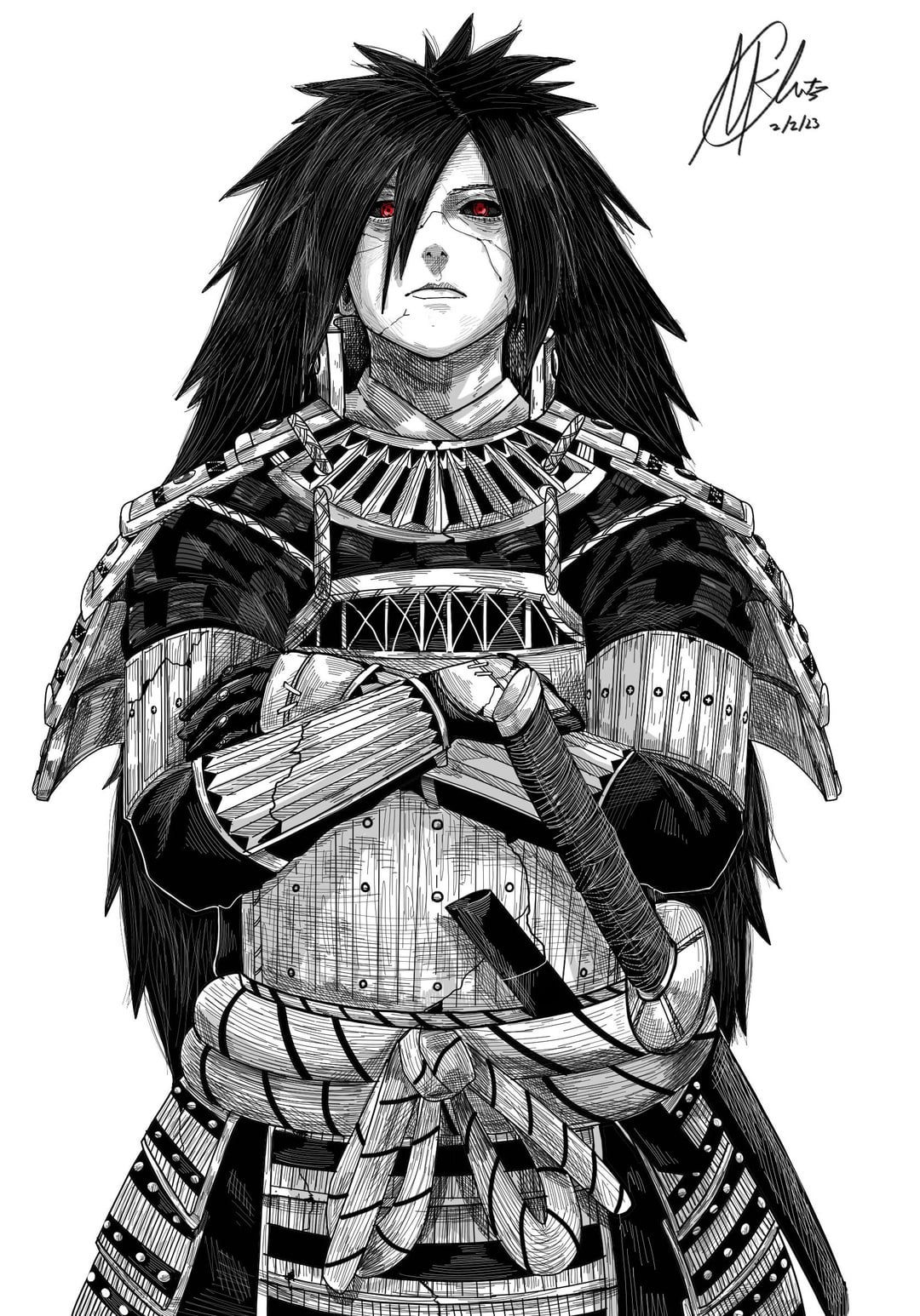 1080x1546 I drew Madara Uchiha in a Samurai armor
