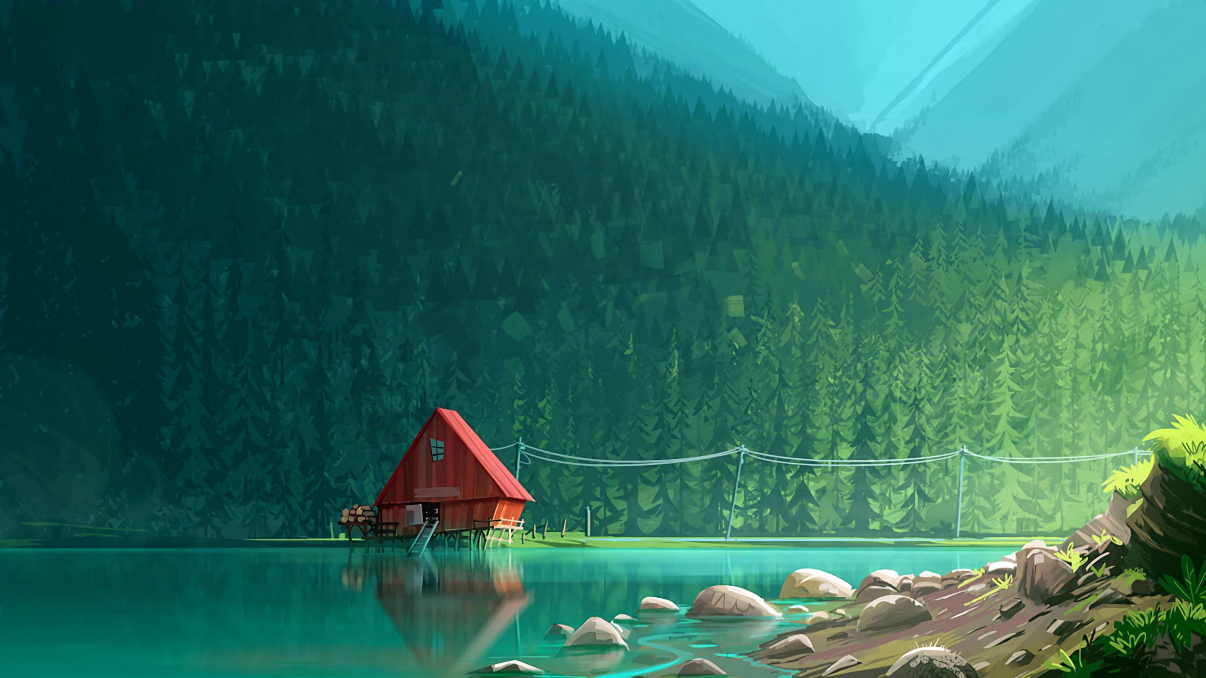 3840x2160 Lake Cabin [ 3840x2160px ]