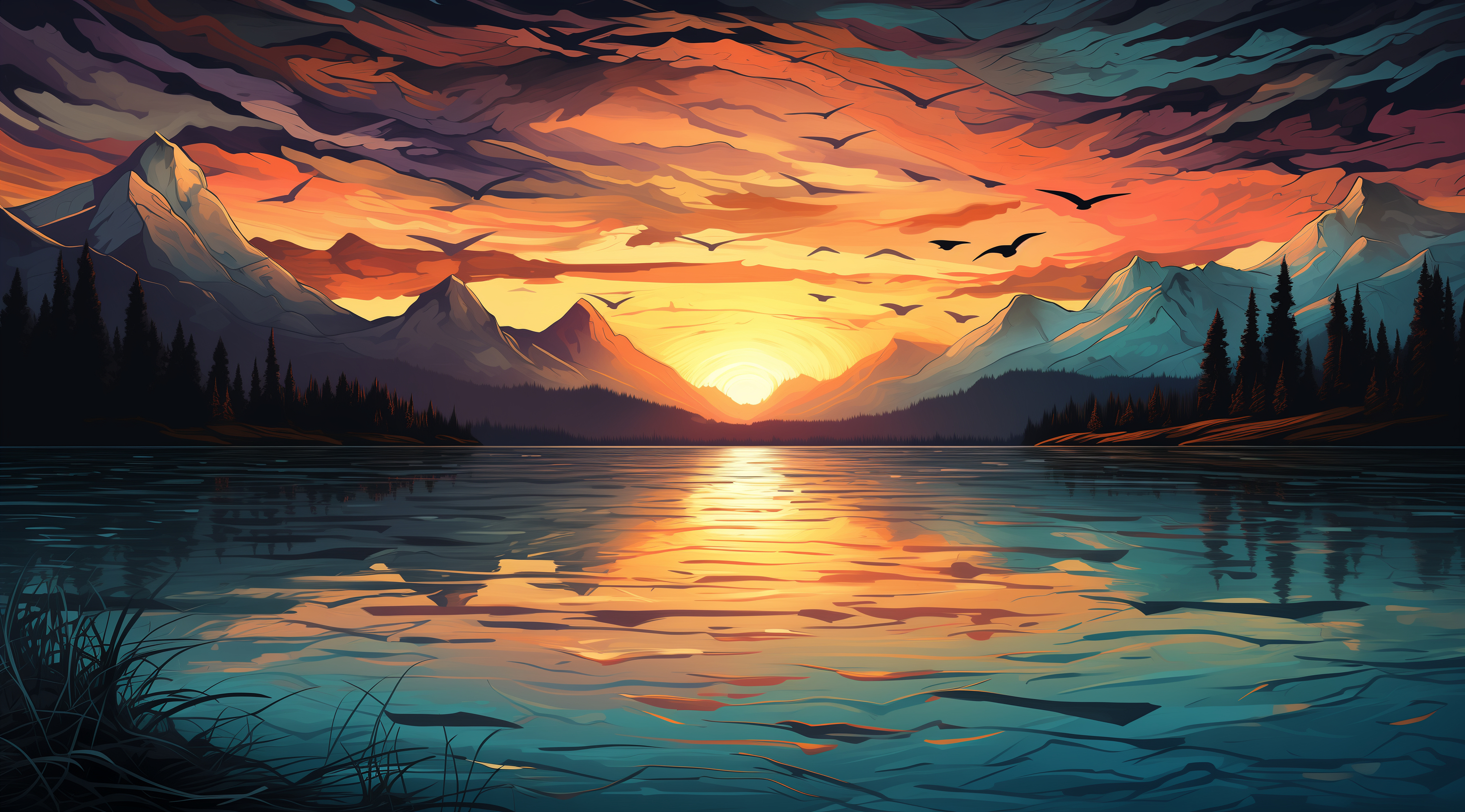 2944x1632 Mountain Lake HD Twilight Aesthetic Wallpaper, HD Artist 4K Wallpaper, Image and Background