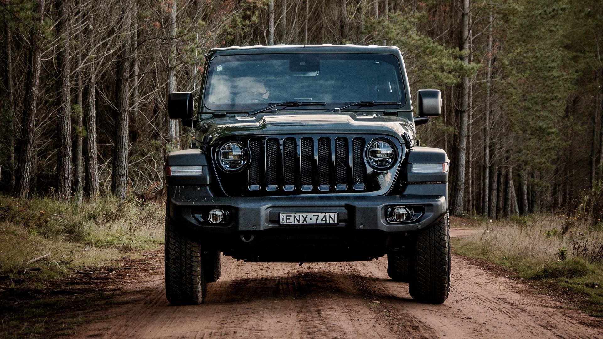 1920x1080 Download wallpaper 1920x1080 jeep wrangler, jeep, car, suv, black, forest full hd, hdtv, fhd, 1080p HD background