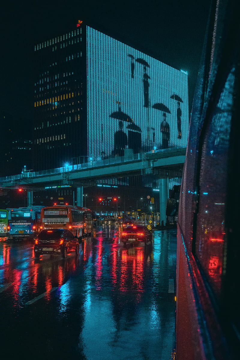 800x1199 Cyberpunk Seoul, Steve, aesthetic, anime, asia, bladerunner, blue, HD phone wallpaper