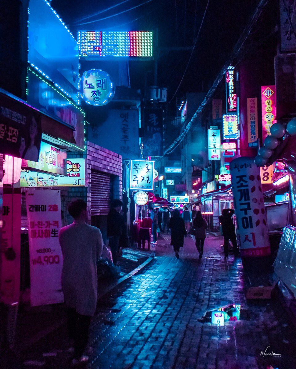 961x1200 Send some rain my way please #seoul #korea #rain #neonnoir
