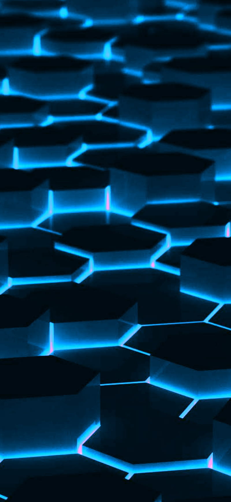 800x1733 Tech Hexagons B, 3D, abstract, android, blue, computer, dark, gamer, rgb, HD phone wallpaper