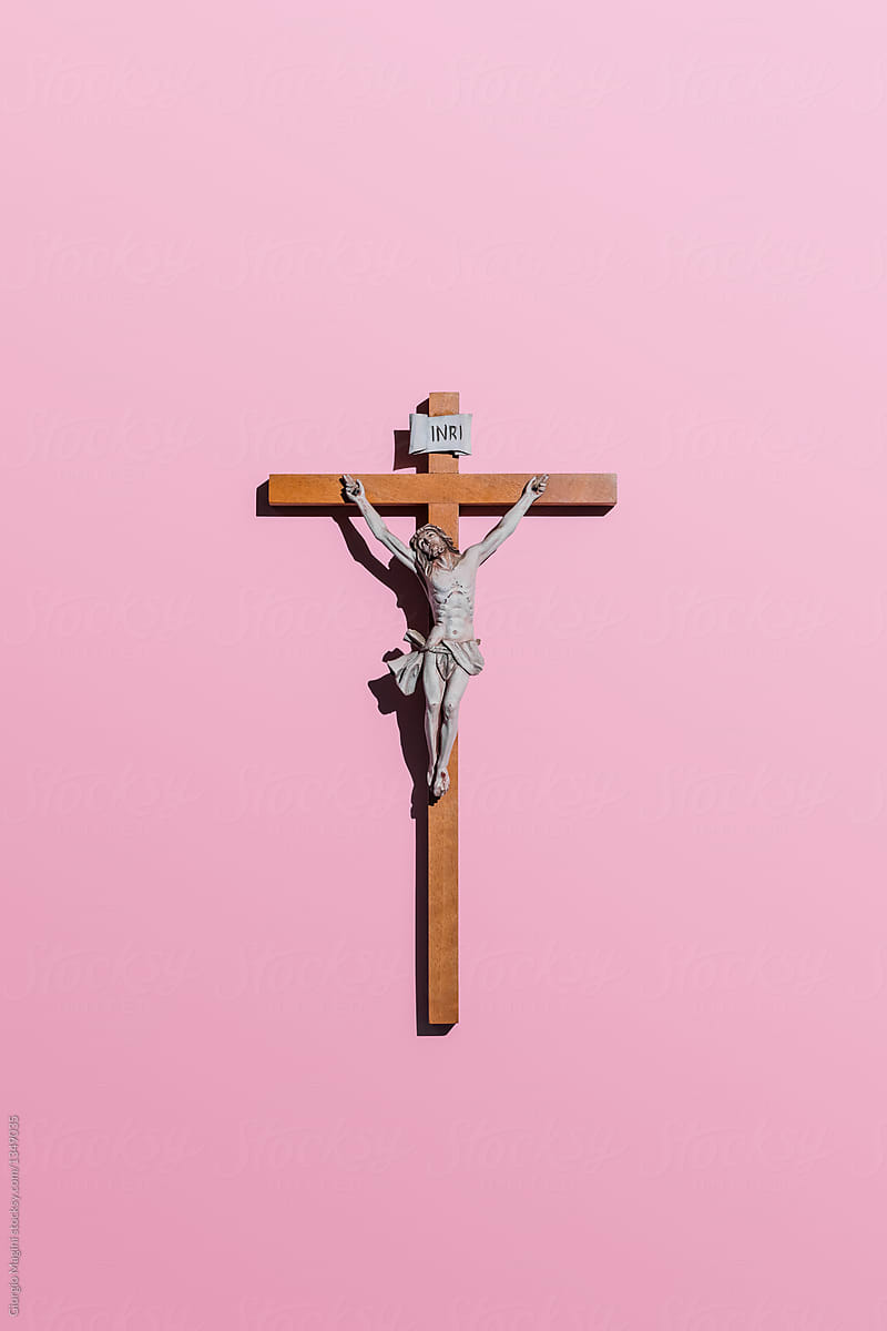800x1200 Jesus Christ Crucifix On Pink Background