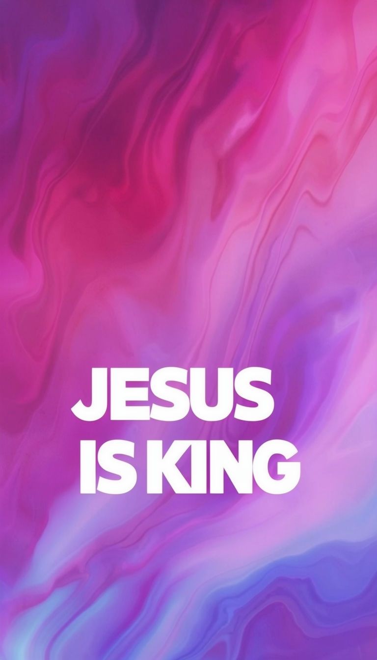 768x1344 Vibrant Cherry Pink JESUS Text with Halo Mobile Wallpaper