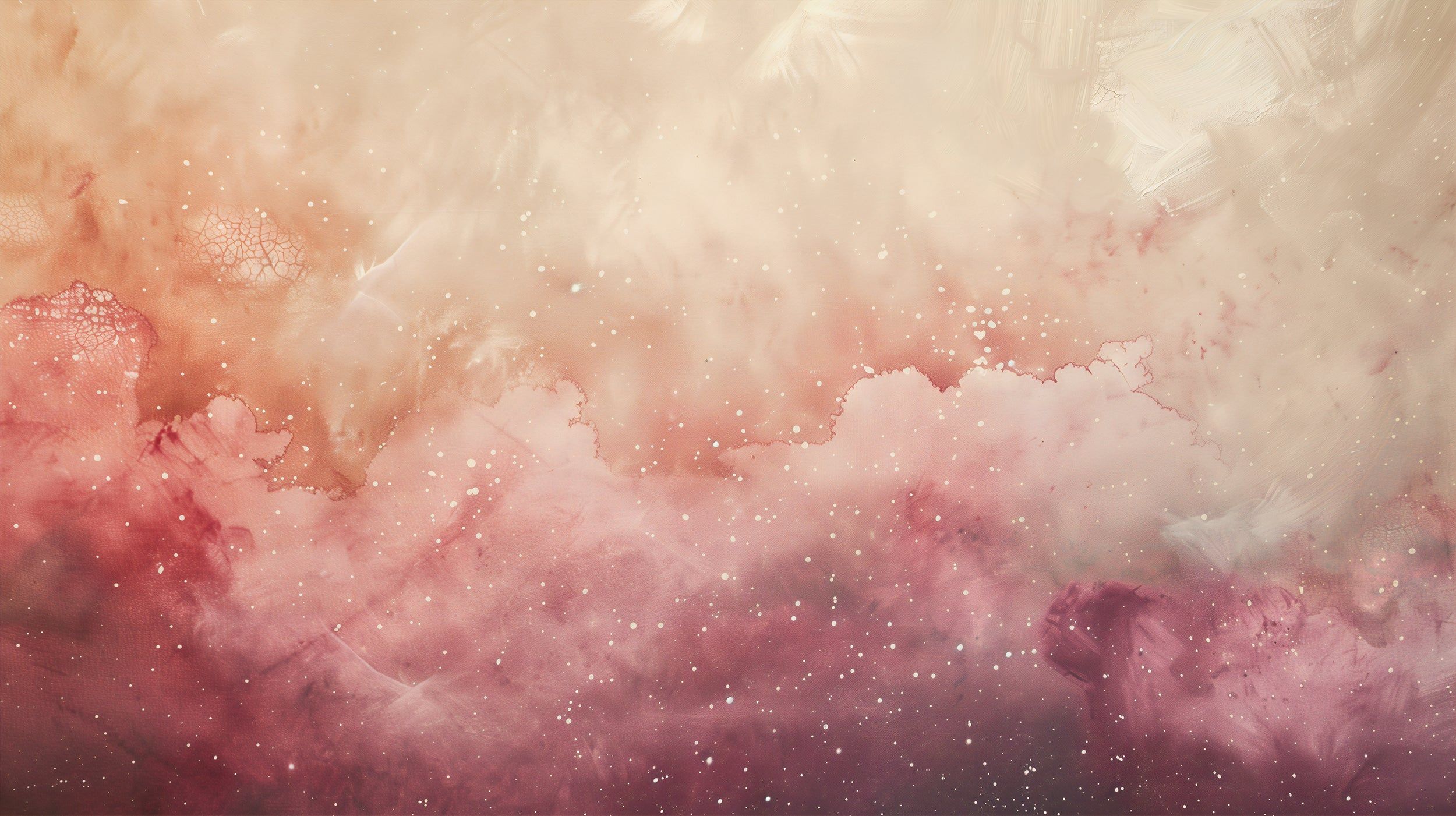 2500x1401 Beige and Pink Space Mural Starry Clouds Wallpaper