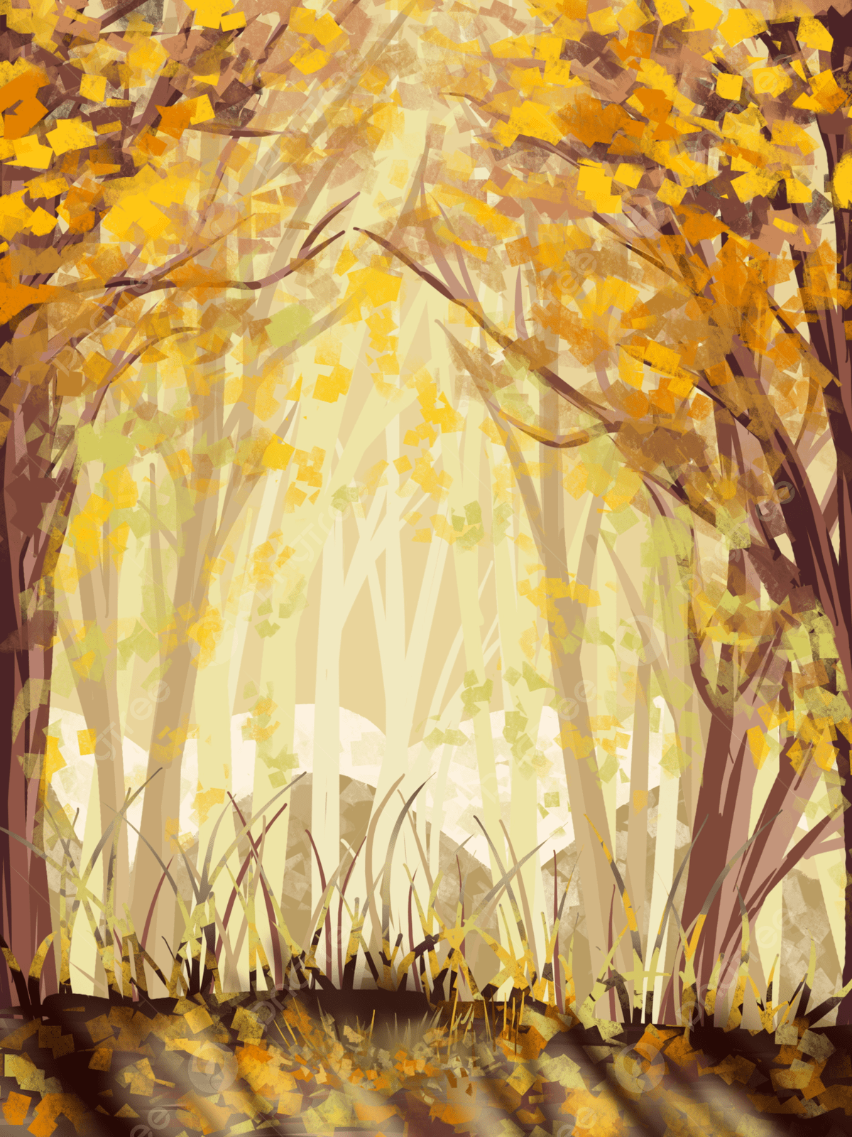 1200x1600 Beautiful Yellow Deciduous Forest Background Design In Winter Wallpaper Image For Free Download