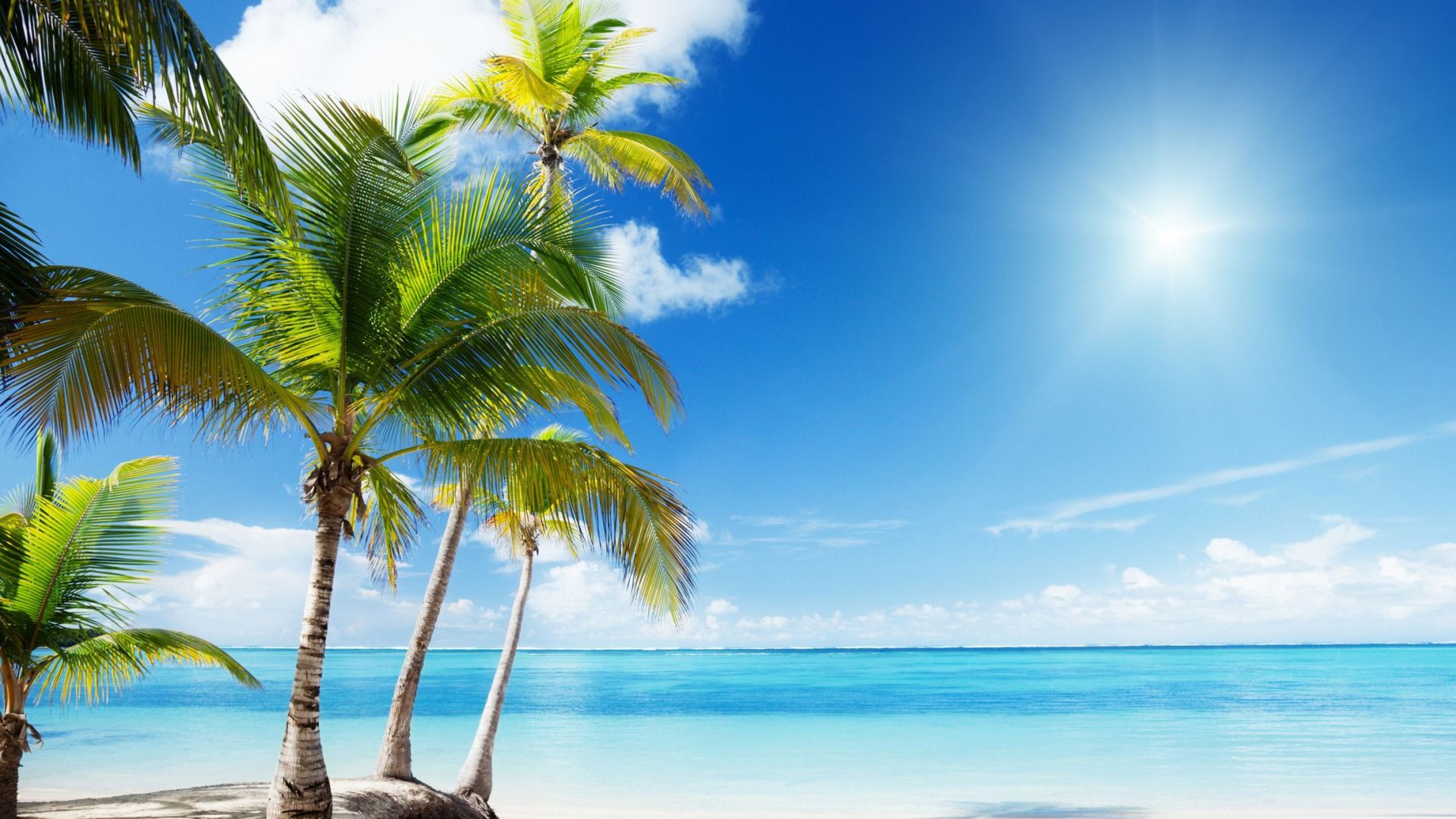 1920x1080 Tropical Beach Paradise Sunshine Summer Scenery HD Wallpaper