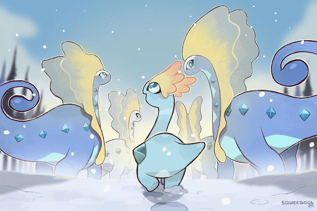1200x800 time for a walk #amaura #aurorus #Pokemon #ポケモンイラスト