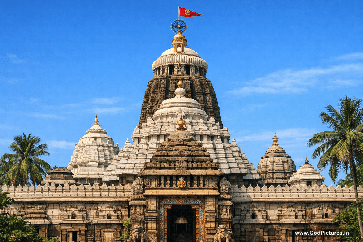 1536x1024 Jagannath Temple Puri - 12th Century Architecture Neelachakra Flag HD Wallpaper