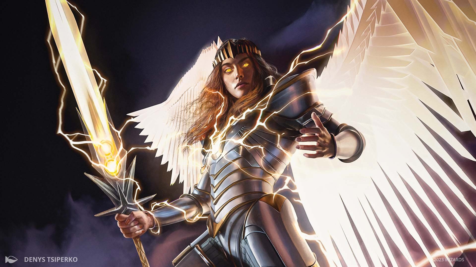 1920x1080 Archangel Elspeth (Variant) MtG Art from March of the Machine Set by Denys Tsiperko of Magic: the Gathering