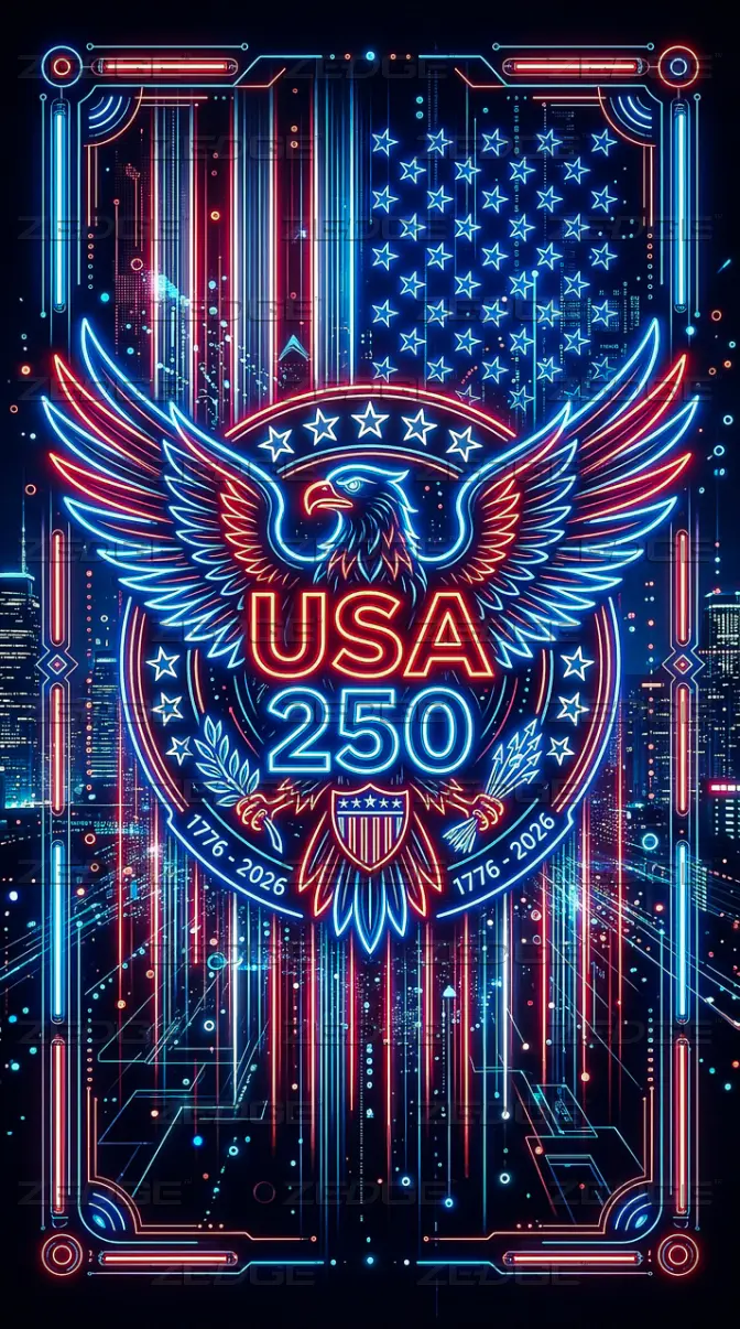 672x1206 USA 250 Neon Wallpaper 4K wallpaper by Seasons Cape 4K