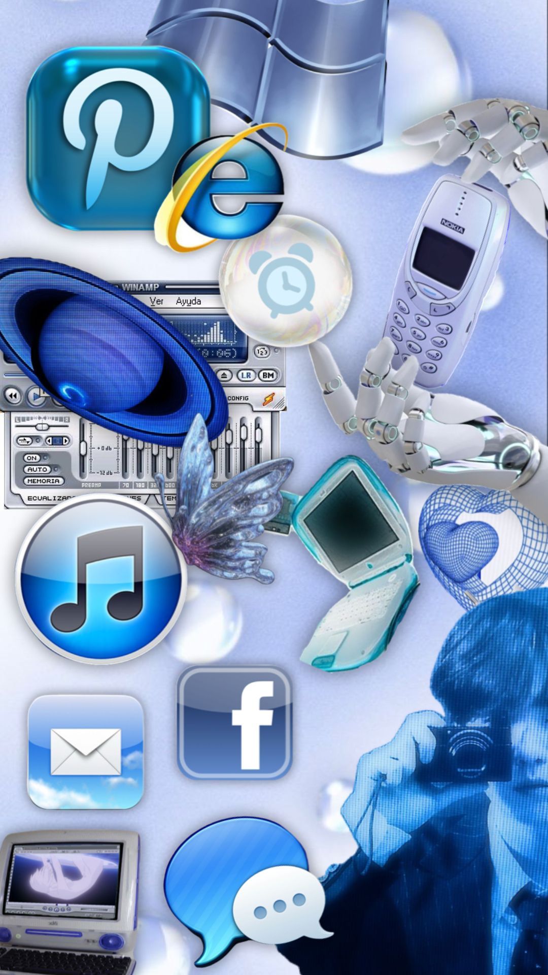 1080x1920 Check out t0ucht0neteleph0ne0's Shuffles Cybercore wallpaper - #myfirstshuffle #cybercore #cyber #blue #blueaesthetic #internetcore #webcore #core #lain #nokia #future