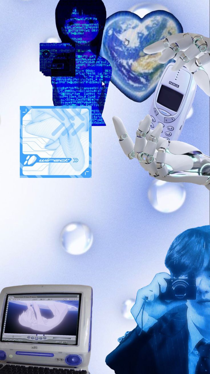 736x1308 Check out t0ucht0neteleph0ne0's Shuffles Cybercore wallpaper - #myfirstshuffle #cybercore #cyber #blue #blueaesthetic #internetcore #webcore #core #lain #nokia #future