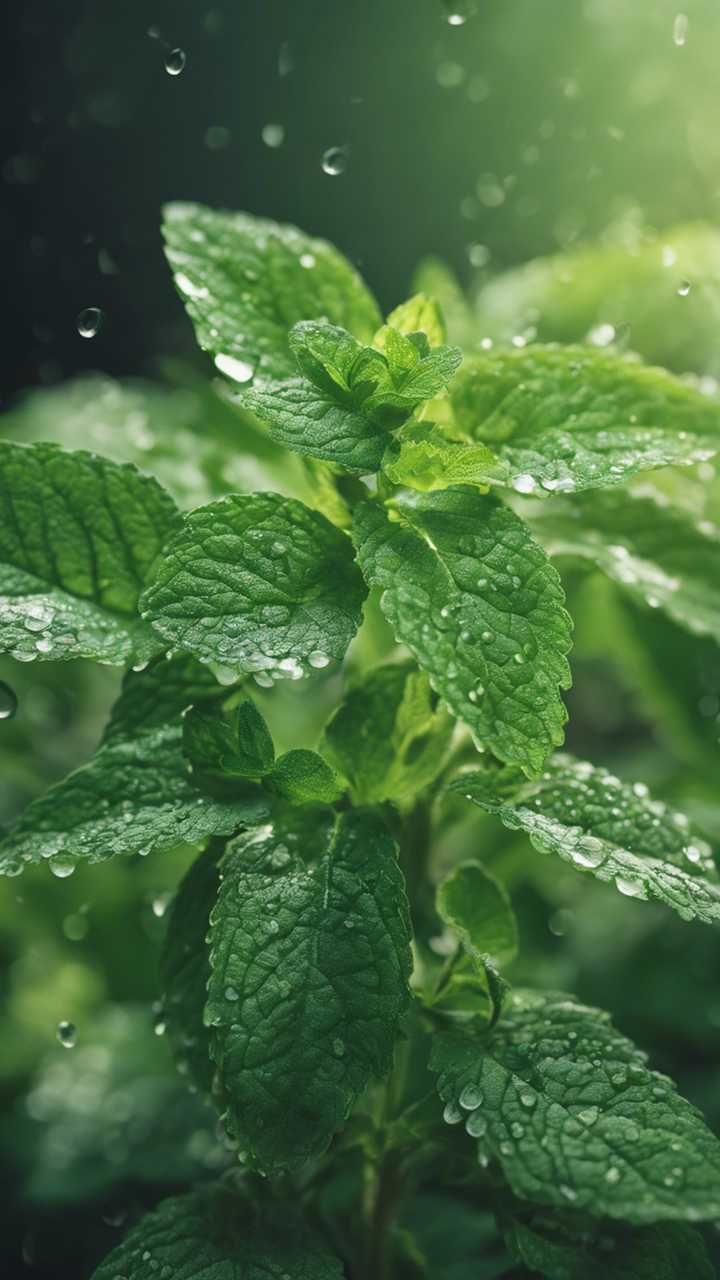 720x1280 A closeup of a refreshing mint plant with dew drops on its fresh green leaves. Wallpaper [bde7a5587e54449fbb31]