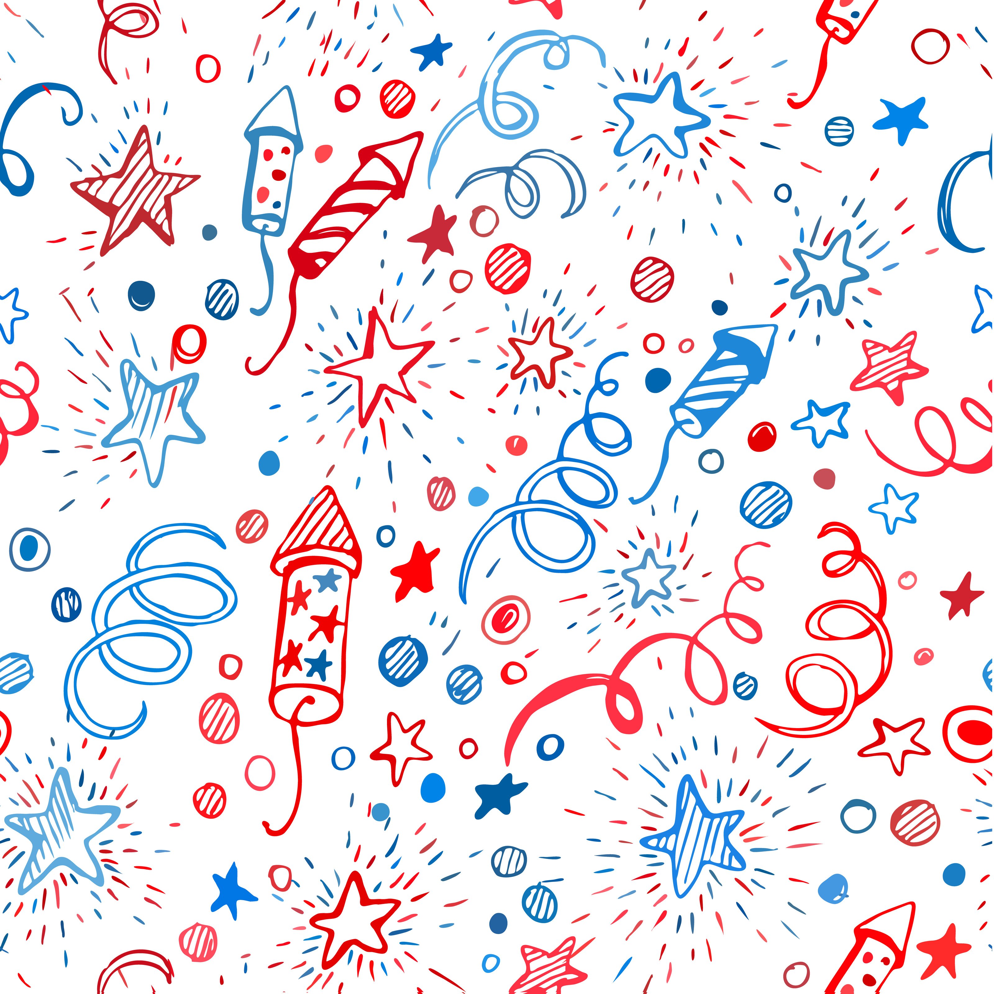 3200x3200 4th Of July Doodle Pattern Wallpaper