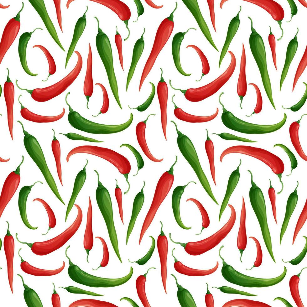 980x980 Seamless pattern with chili peppers. National Mexican food. Red and green peppers. Spicy food. Texture for fabric, wallpaper, restaurant paper and menu