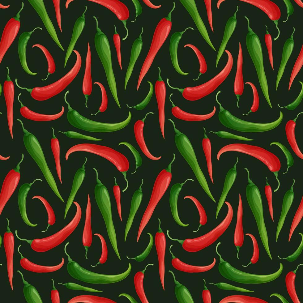 980x980 Seamless pattern with chili peppers. National Mexican food. Red and green peppers. Spicy food. Texture for fabric, wallpaper, restaurant paper and menu