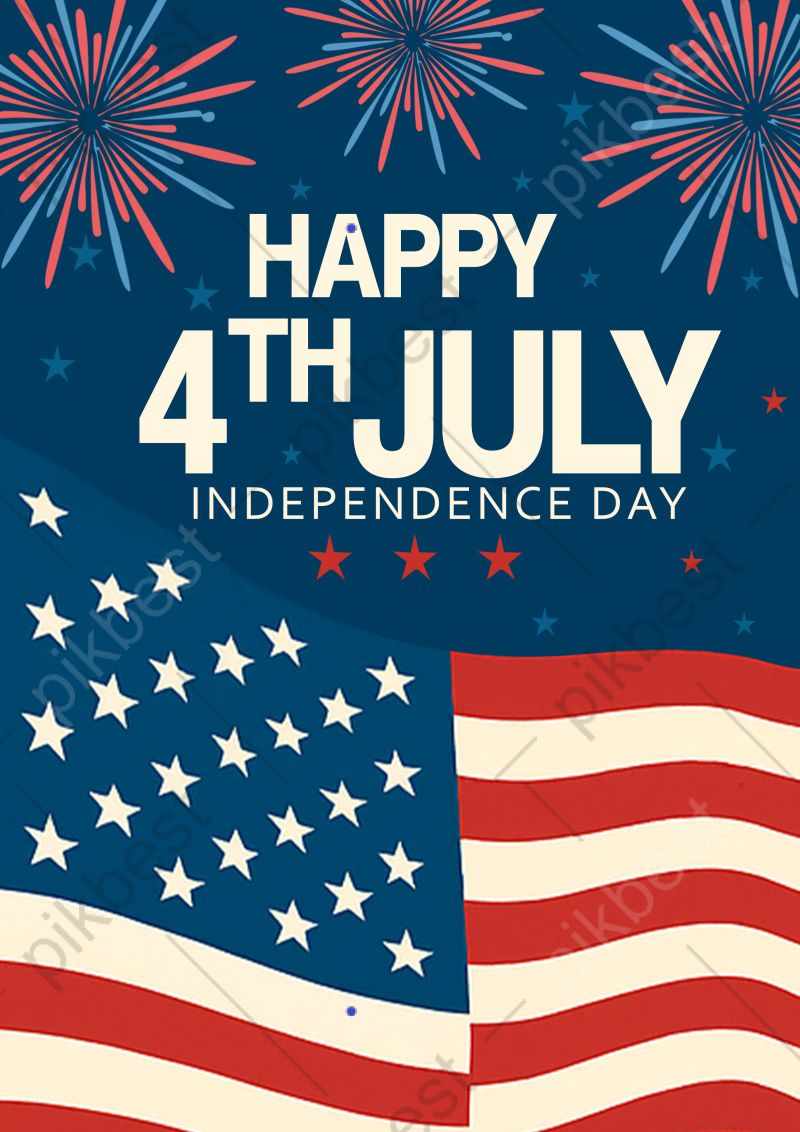 800x1132 Celebratory Fourth Of July American Flag With Fireworks And Festive Colors Background. PSD Free Download