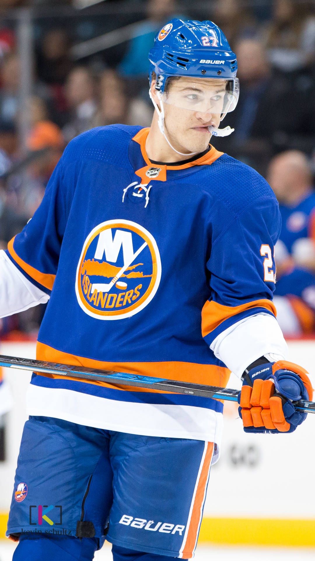 1080x1920 Download New York Islanders Wing Anders Lee Mouthpiece Wallpaper