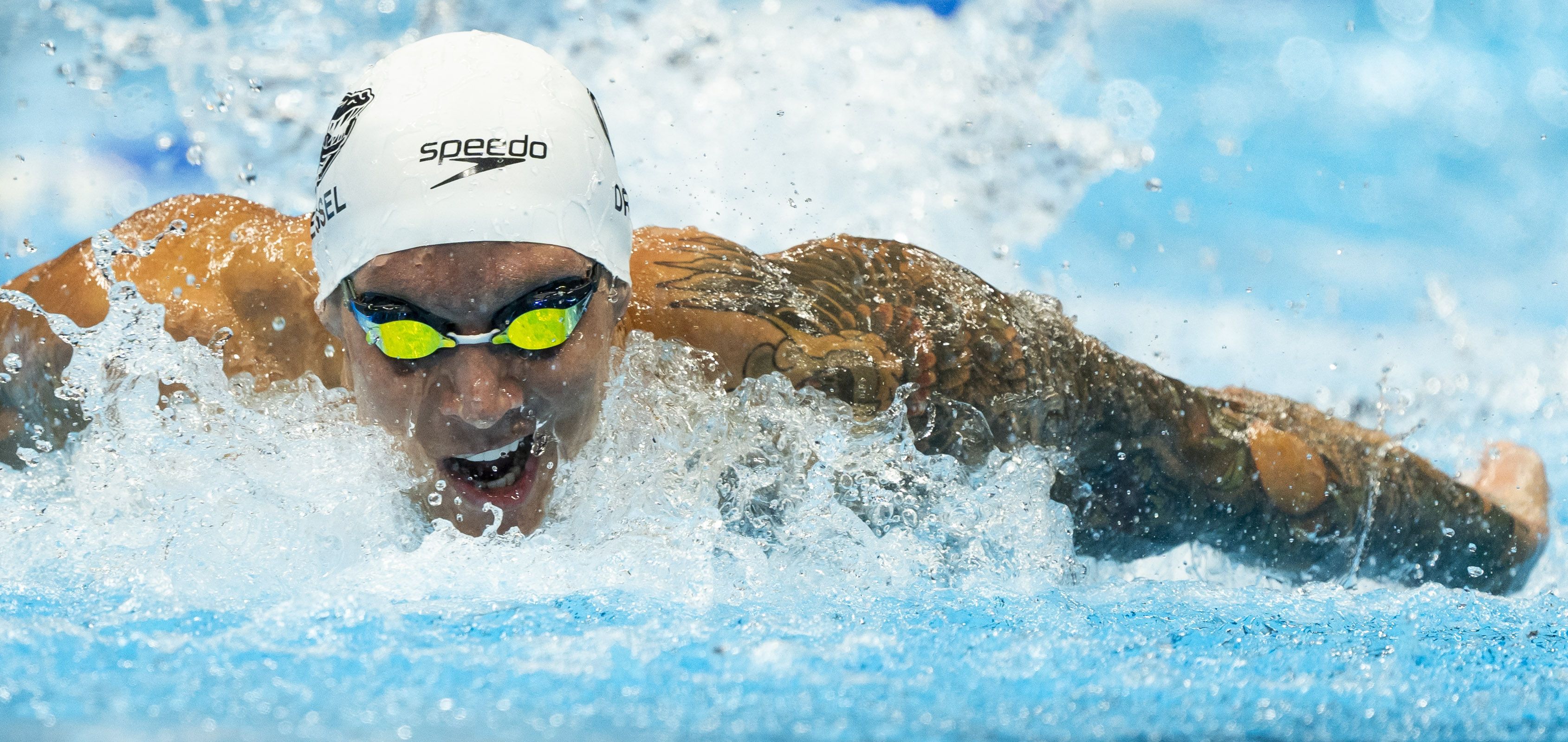 3378x1600 Dressel wins 50 metres free splash and dash to set up Paris title defence
