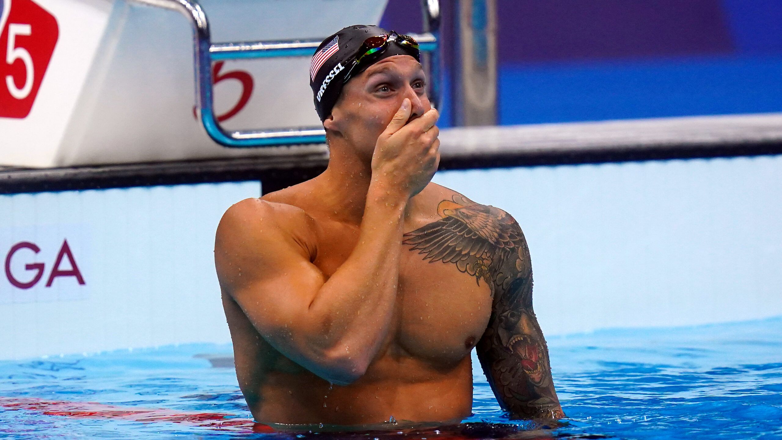 2560x1440 U.S. Swimmer Caeleb Dressel Wins His First Ever Individual Olympic Gold Medal