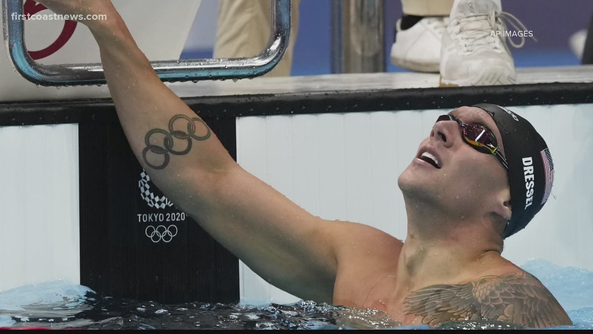 1920x1080 Caeleb Dressel wins first individual gold medal in men's 100m freestyle, sets Olympic record