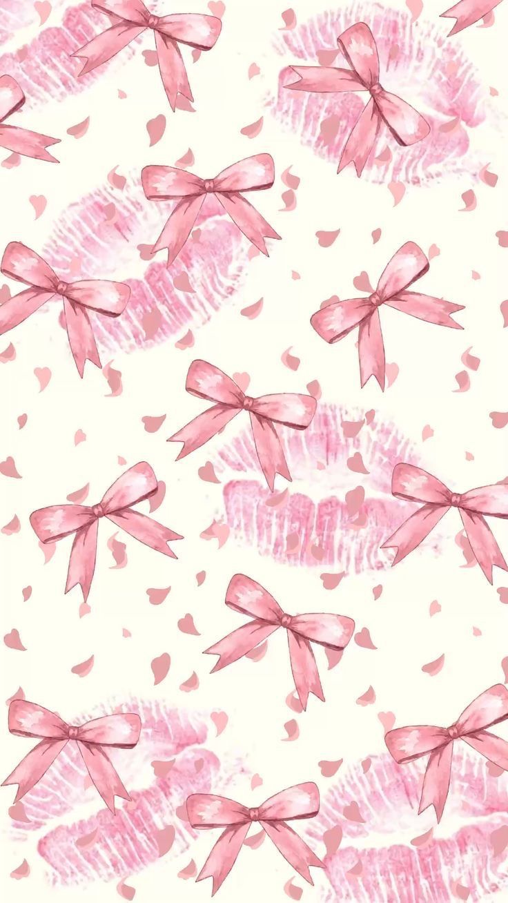736x1308 Cute Coquette Pink Bow Wallpaper for iPhone. Desain geometris, Peri bunga, Ilustrasi retro