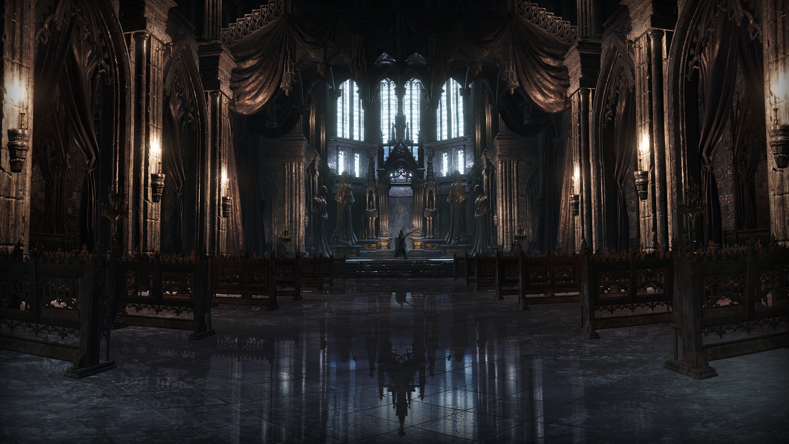 2560x1440 Brown concrete church, Dark Souls III, video games, cathedral, Pontiff Sulyvahn HD wallpaper