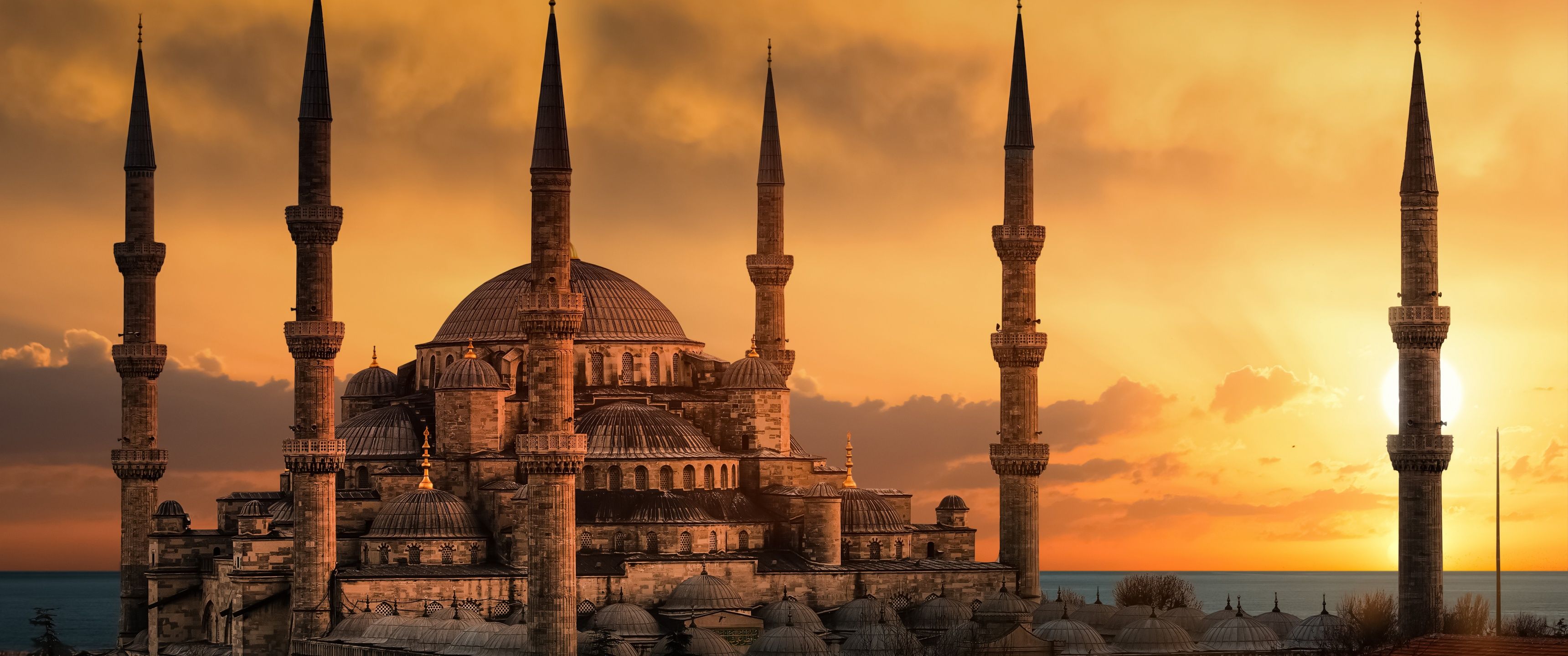 3440x1440 Blue Mosque Wallpaper 4K, Sultan Ahmed Mosque, Istanbul
