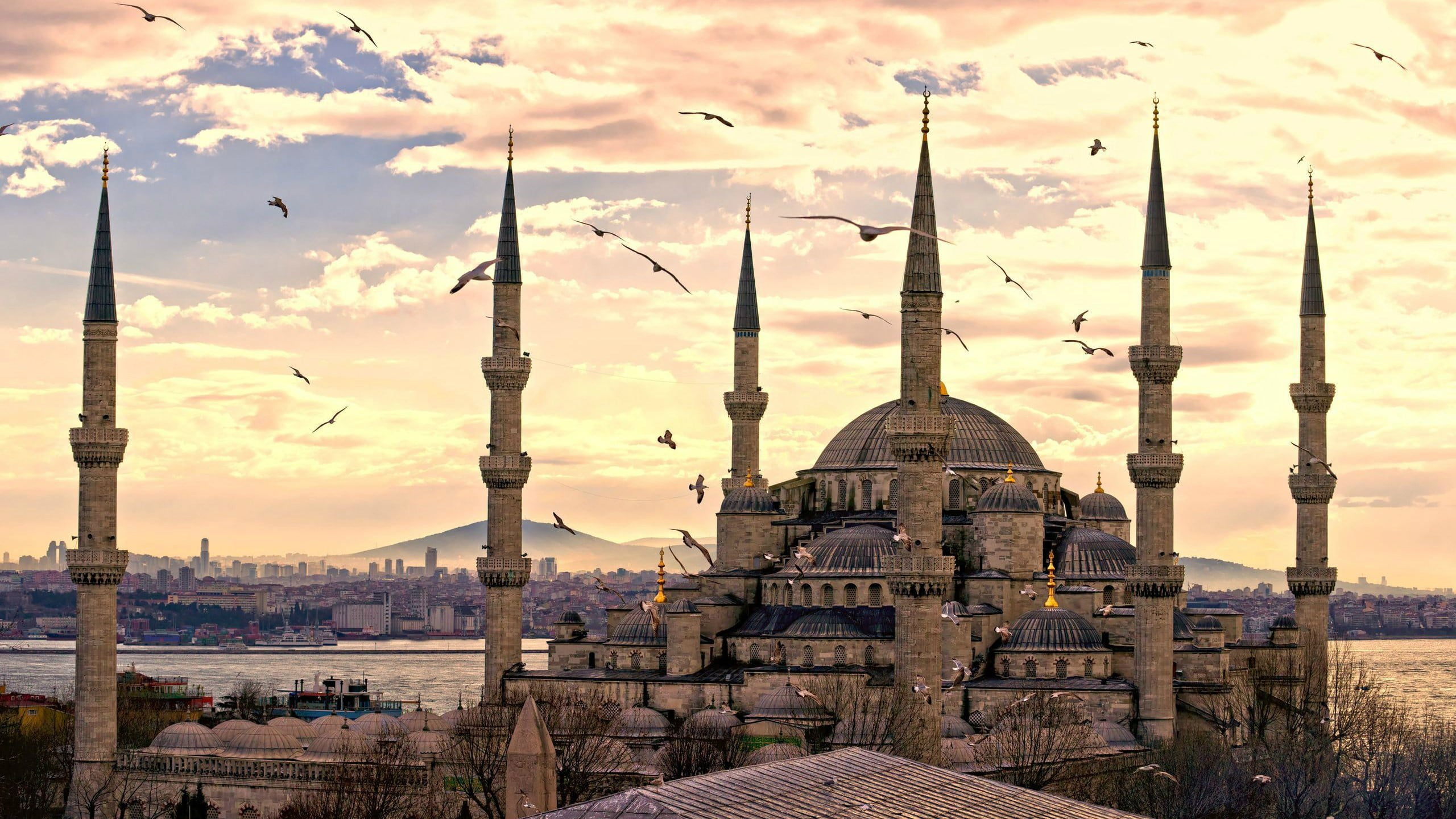 2560x1440 Hagia Sophia mosque, mosque, Turkey, Sultan Ahmed Mosque HD wallpaper