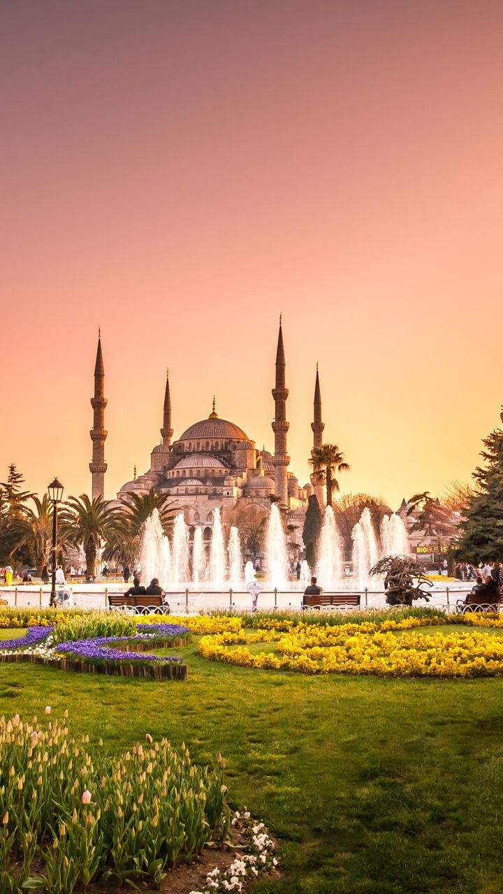 720x1280 Phone wallpaper: Turkey, Fountain, Sultan Ahmed Mosque, Religious, Park, Istanbul, Blue Mosque, Mosques 1135302