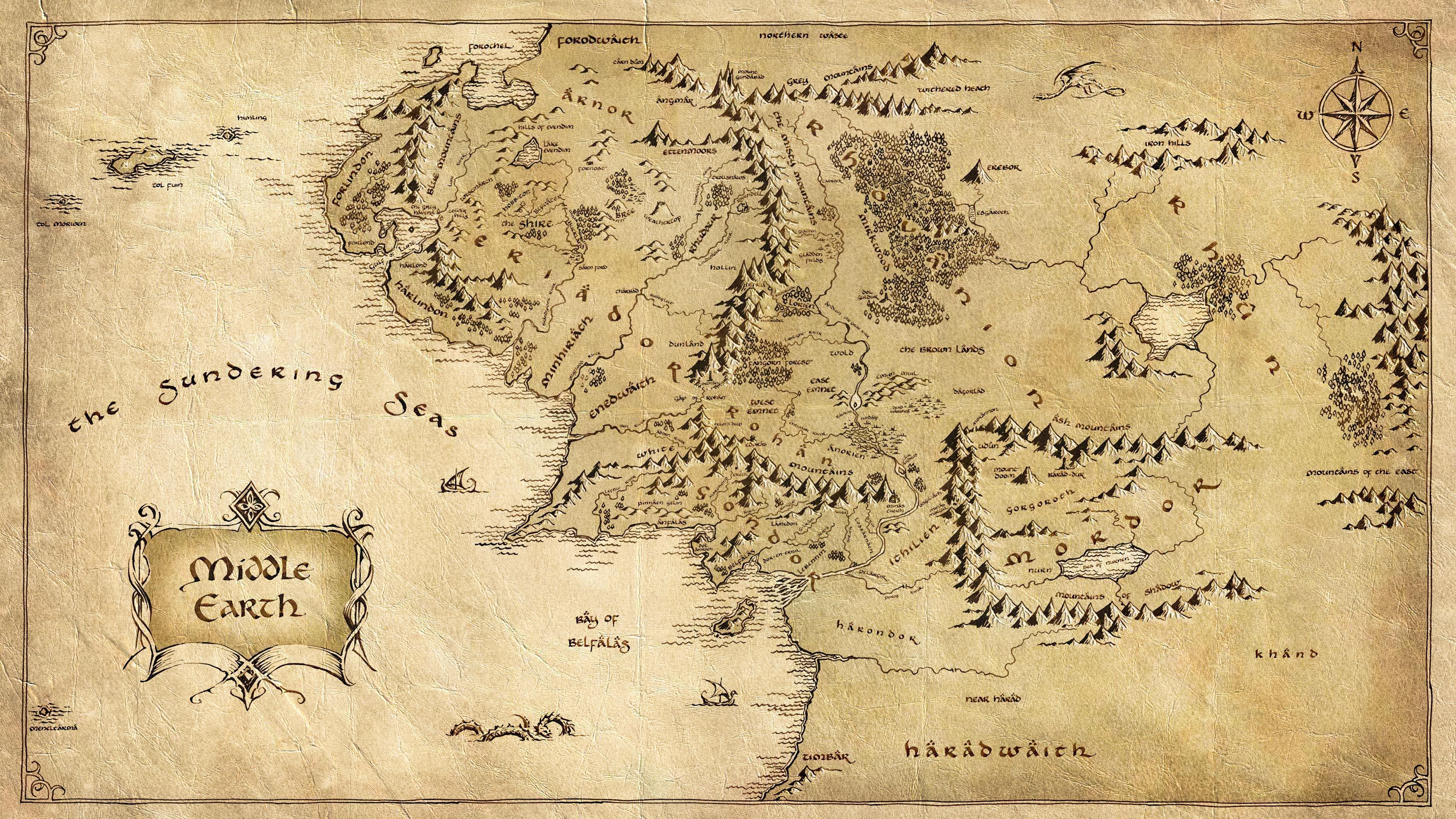 7680x4320 Middle Earth Map On The Movies 8K (7680 × 4320) Resolution