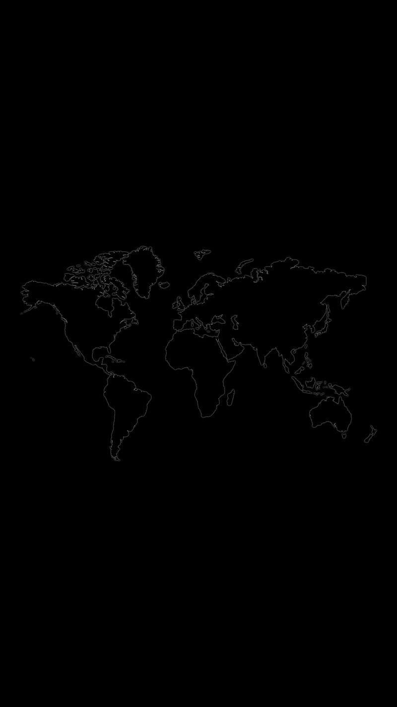 800x1422 AMOLED WORLD, black, map, minimal, plain, pure, HD phone wallpaper
