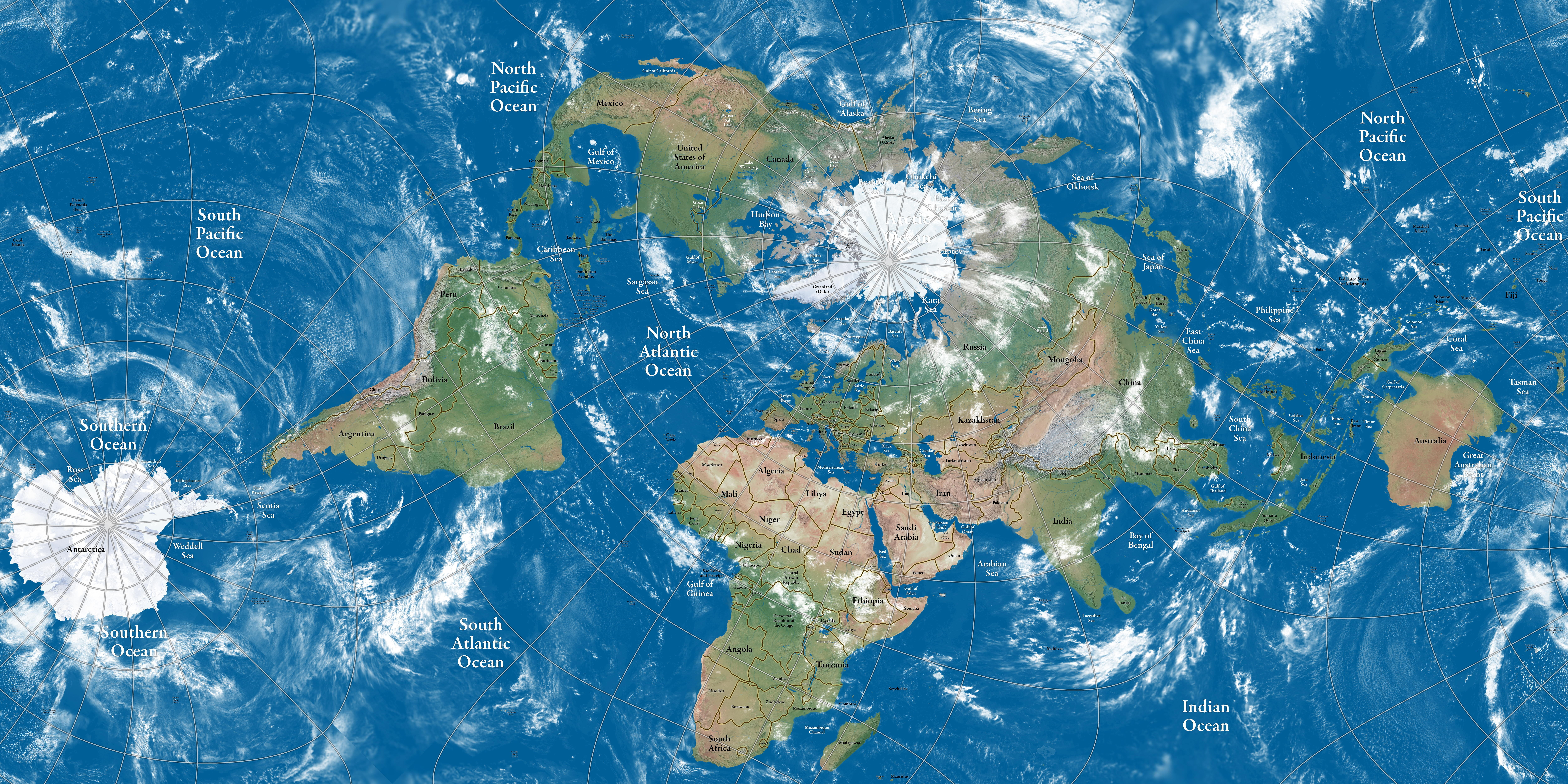 10000x5000 World map illustration, map, world map, continents, clouds HD wallpaper