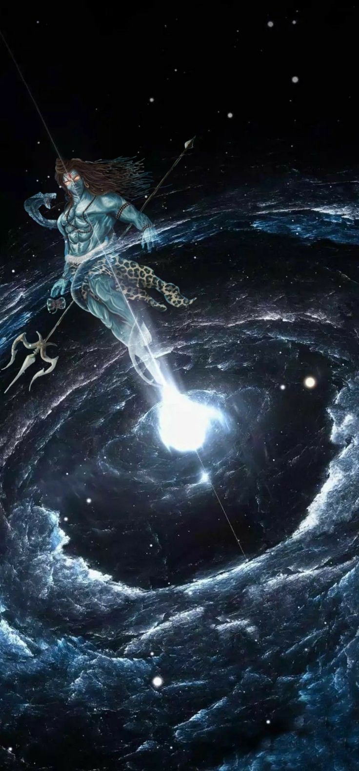 736x1578 Lord Shiva as Rudra Swaroop in Cosmic Galaxy in creative art painting wallpaper