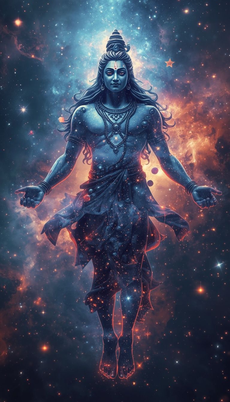 768x1344 cosmic form mahadev floating space galaxies inside